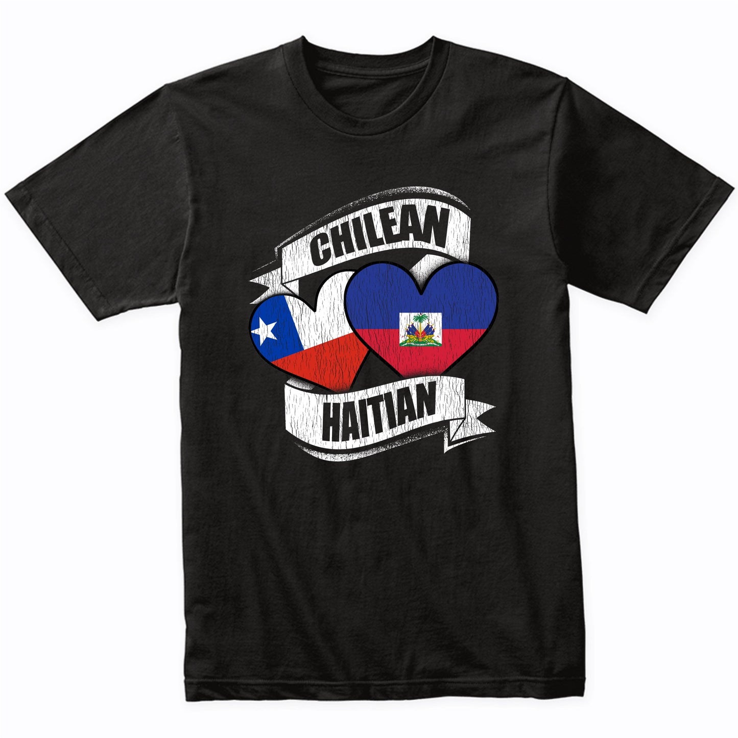 Chilean Haitian Hearts Chile Haiti Flags T-Shirt