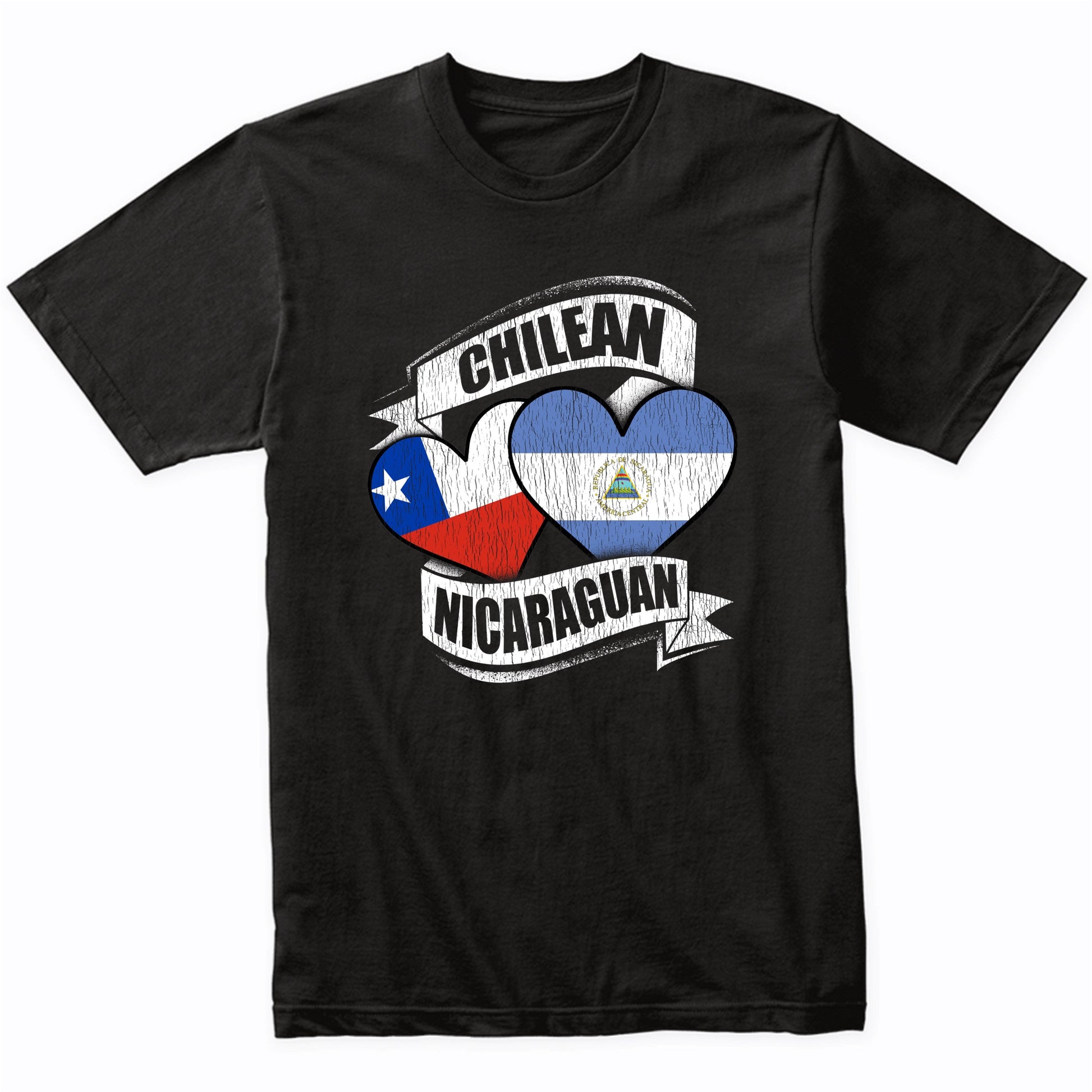 Chilean Nicaraguan Hearts Chile Nicaragua Flags T-Shirt