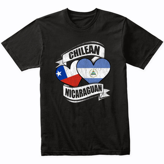 Chilean Nicaraguan Hearts Chile Nicaragua Flags T-Shirt