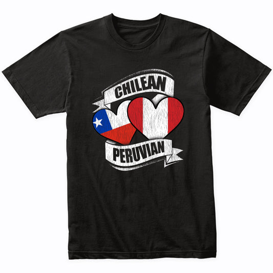 Chilean Peruvian Hearts Chile Peru Flags T-Shirt