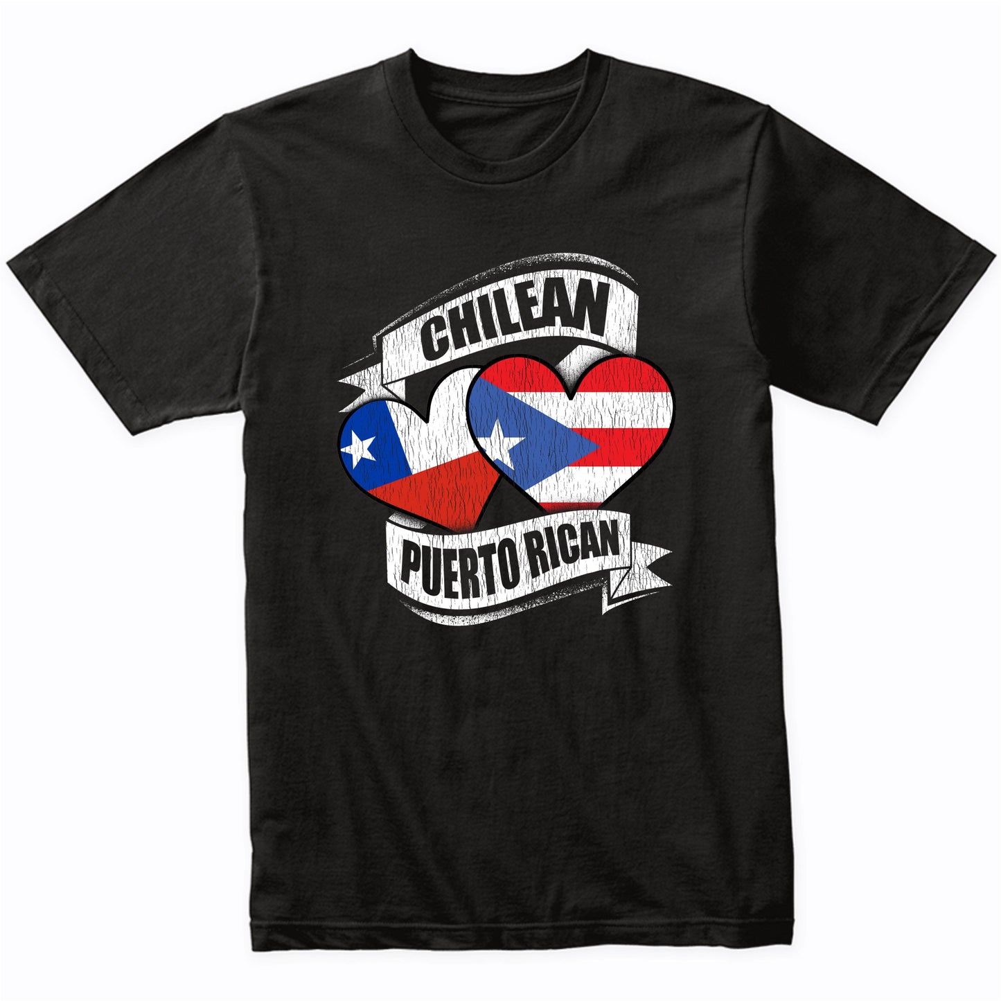 Chilean Puerto Rican Hearts Chile Puerto Rico Flags T-Shirt