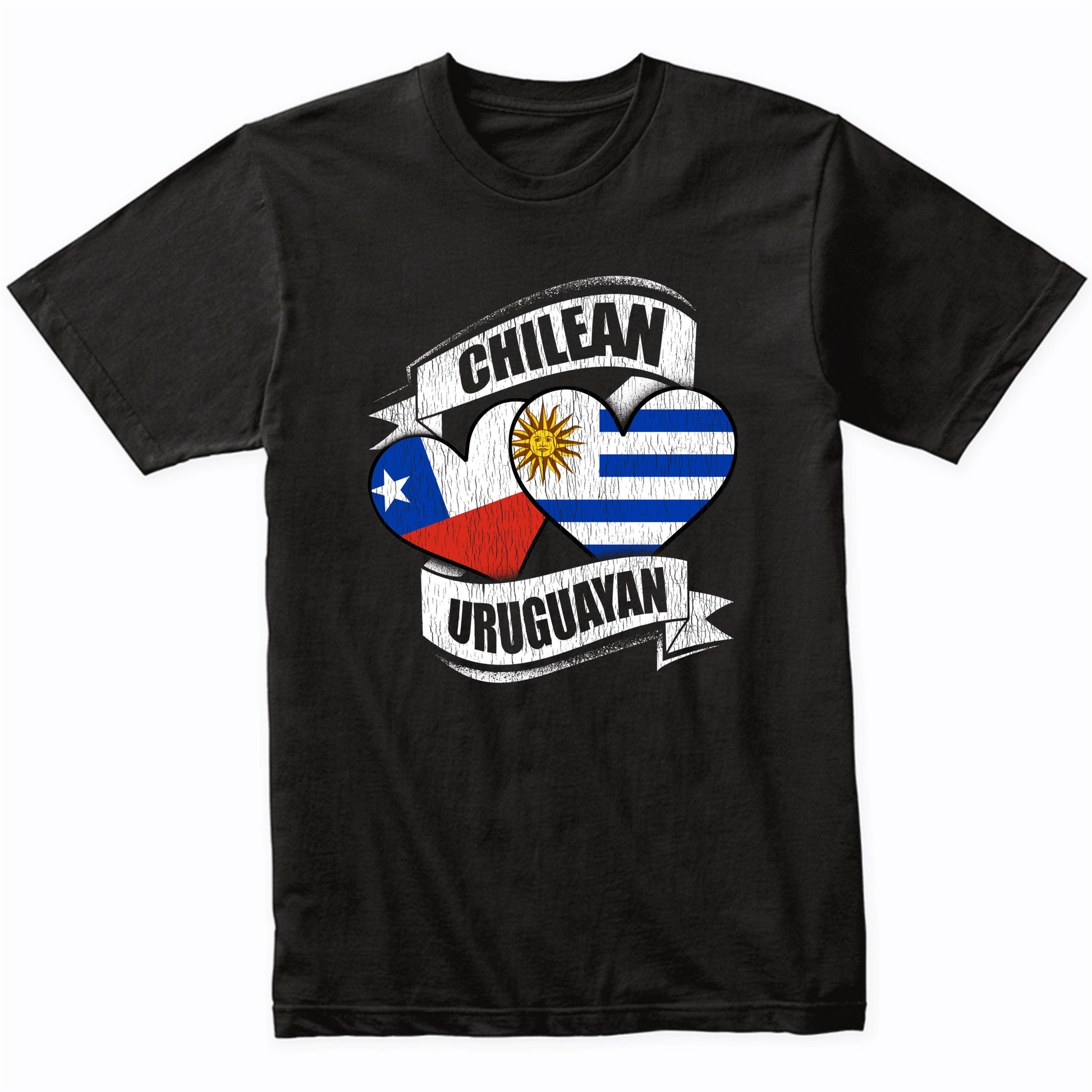 Chilean Uruguayan Hearts Chile Uruguay Flags T-Shirt
