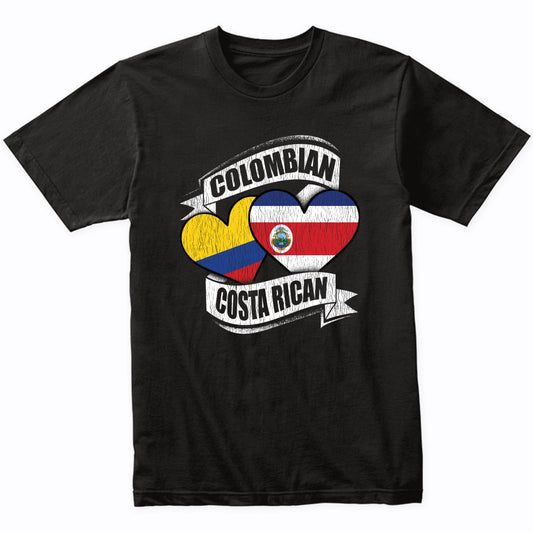 Colombian Costa Rican Hearts Colombia Costa Rica Flags T-Shirt