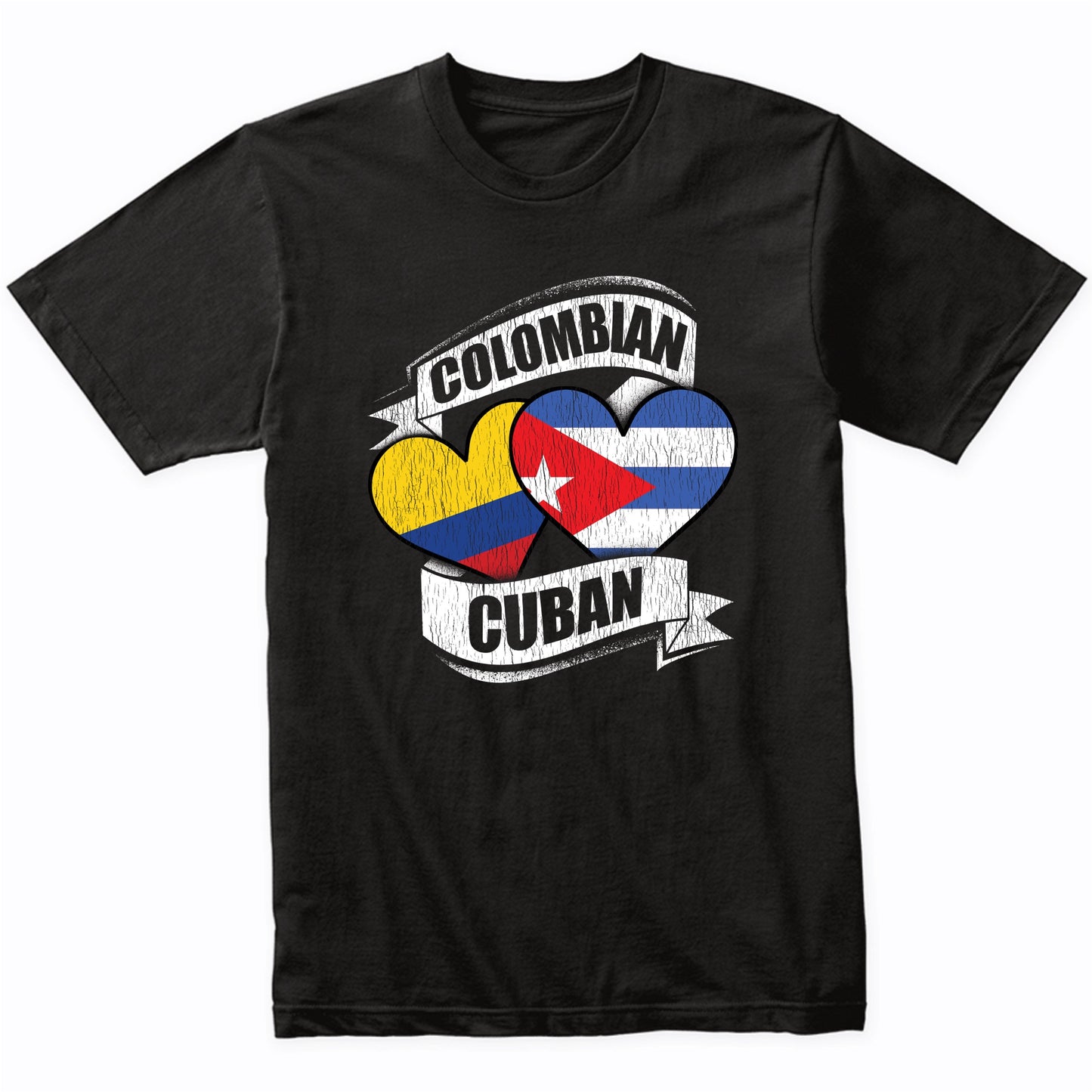 Colombian Cuban Hearts Colombia Cuba Flags T-Shirt