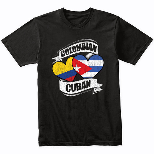 Colombian Cuban Hearts Colombia Cuba Flags T-Shirt
