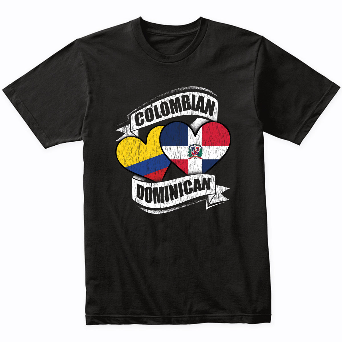 Colombian Dominican Hearts Colombia Dominican Republic Flags T-Shirt
