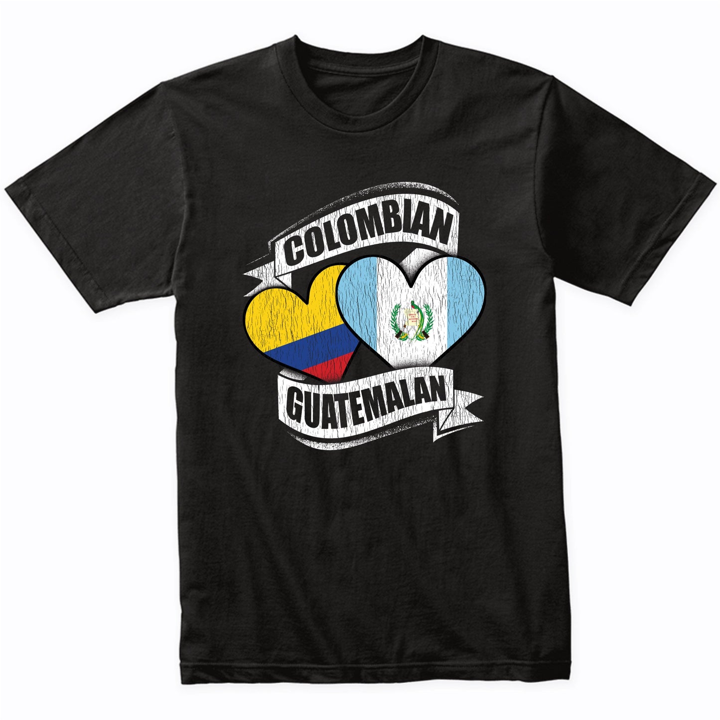 Colombian Guatemalan Hearts Colombia Guatemala Flags T-Shirt