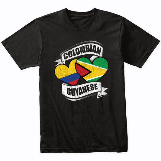 Colombian Guyanese Hearts Colombia Guyana Flags T-Shirt