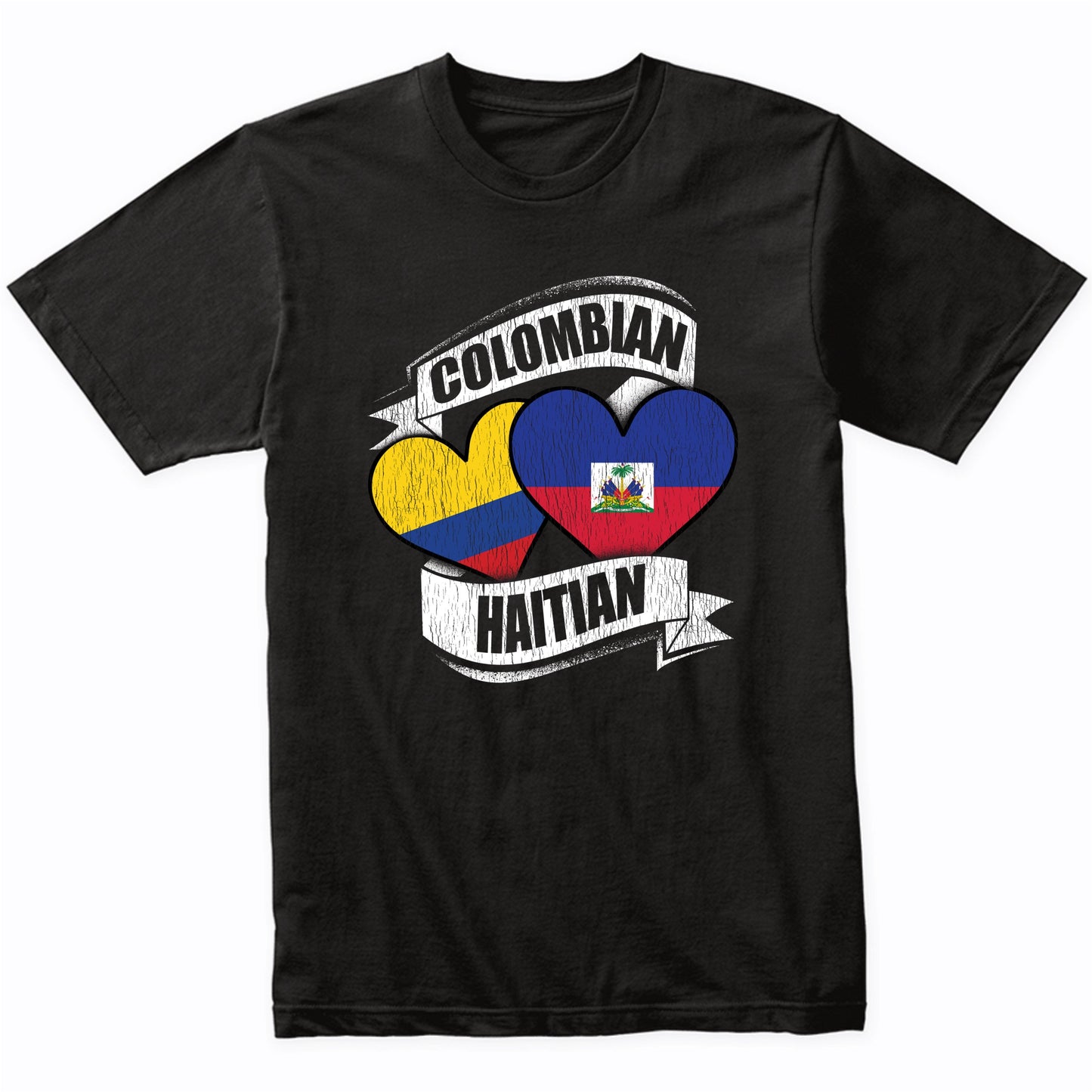 Colombian Haitian Hearts Colombia Haiti Flags T-Shirt