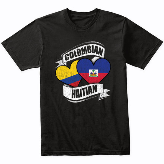 Colombian Haitian Hearts Colombia Haiti Flags T-Shirt