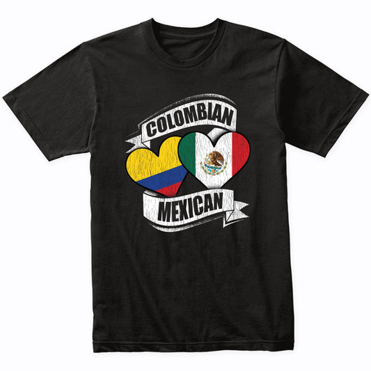 Colombian Mexican Hearts Colombia Mexico Flags T-Shirt