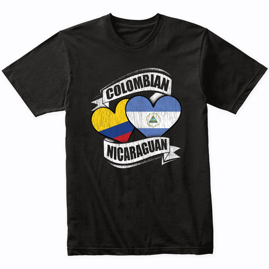 Colombian Nicaraguan Hearts Colombia Nicaragua Flags T-Shirt