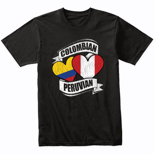 Colombian Peruvian Hearts Colombia Peru Flags T-Shirt