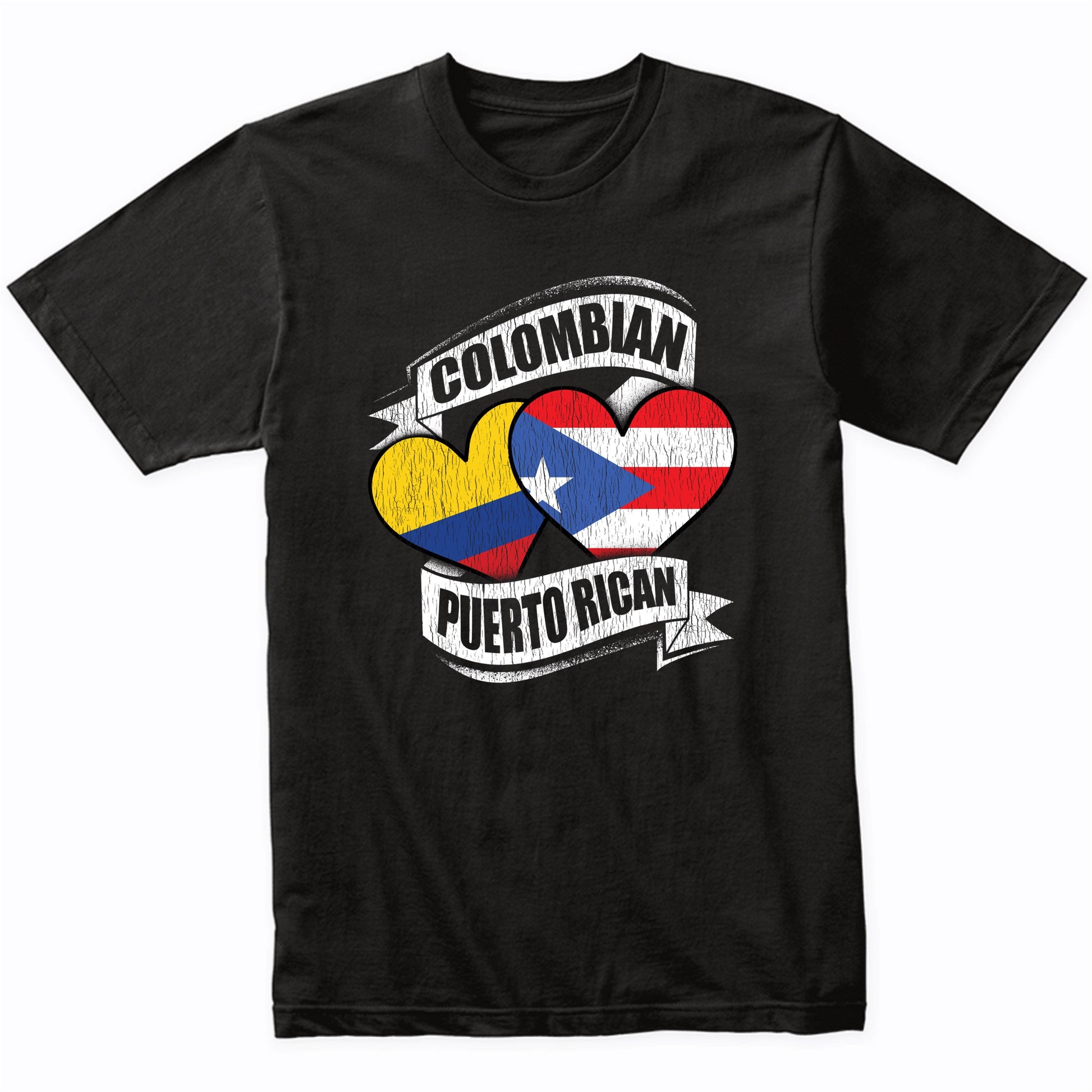 Colombian Puerto Rican Hearts Colombia Puerto Rico Flags T-Shirt
