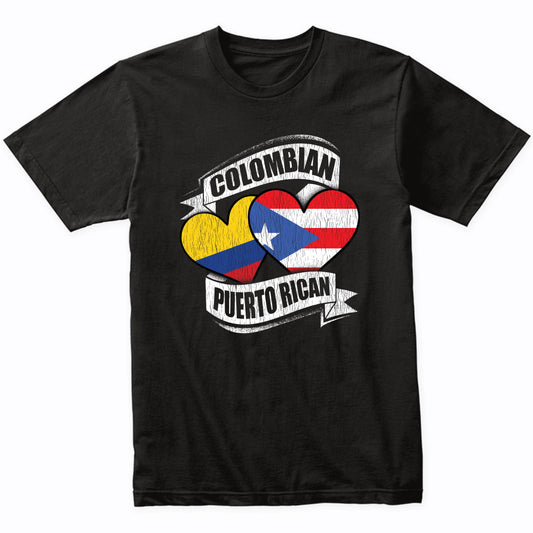 Colombian Puerto Rican Hearts Colombia Puerto Rico Flags T-Shirt