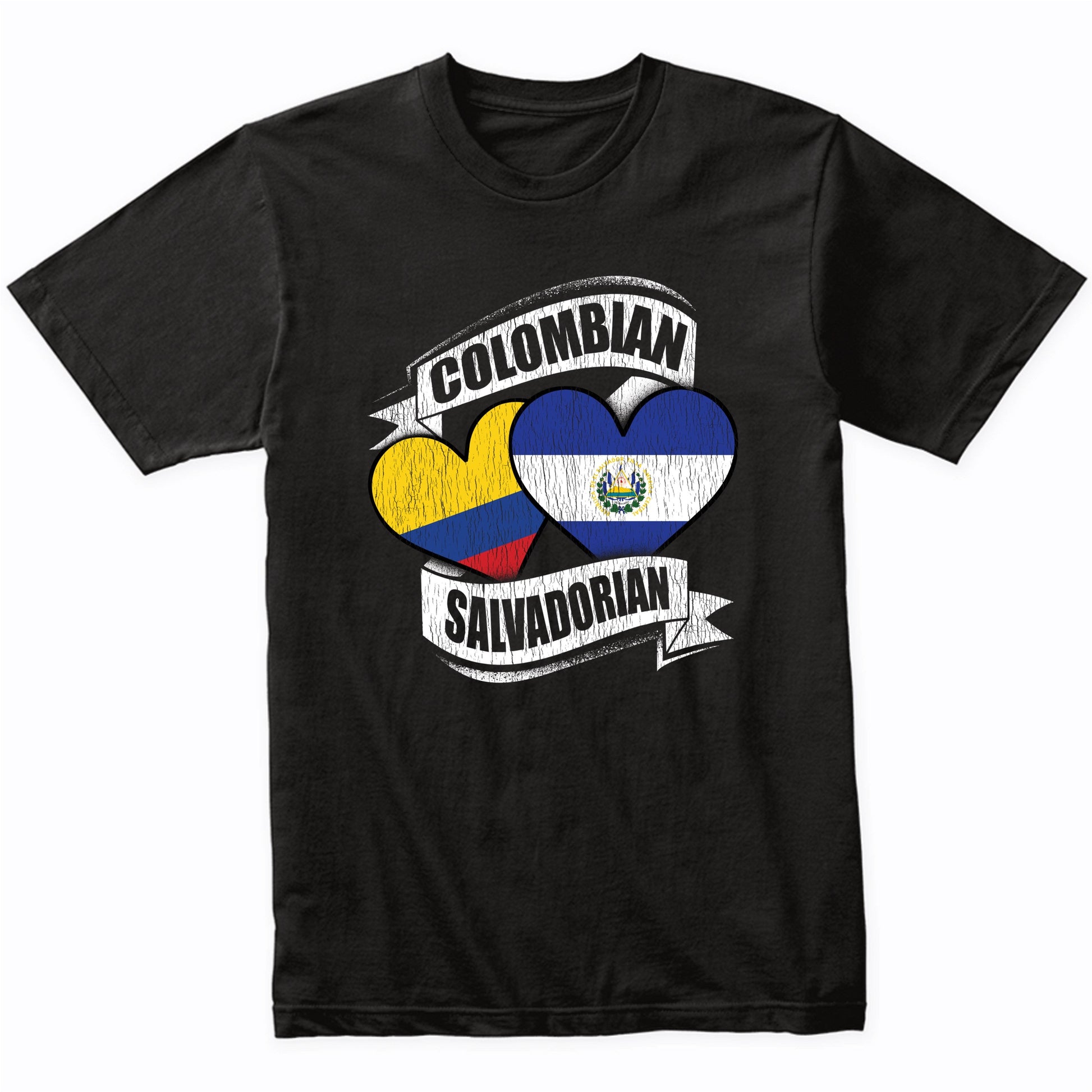 Colombian Salvadorian Hearts Colombia El Salvador Flags T-Shirt
