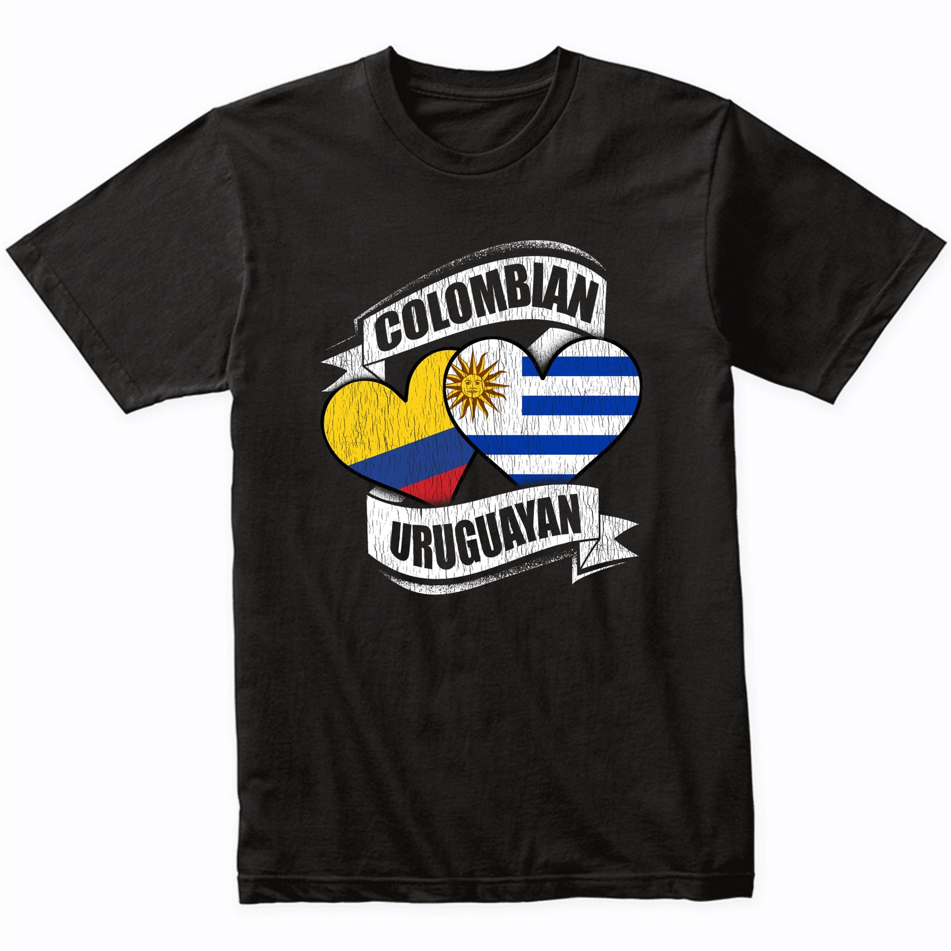 Colombian Uruguayan Hearts Colombia Uruguay Flags T-Shirt