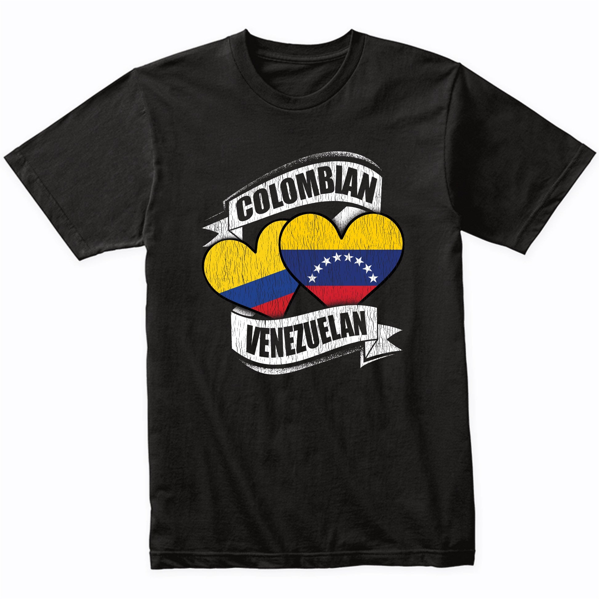 Colombian Venezuelan Hearts Colombia Venezuela Flags T-Shirt