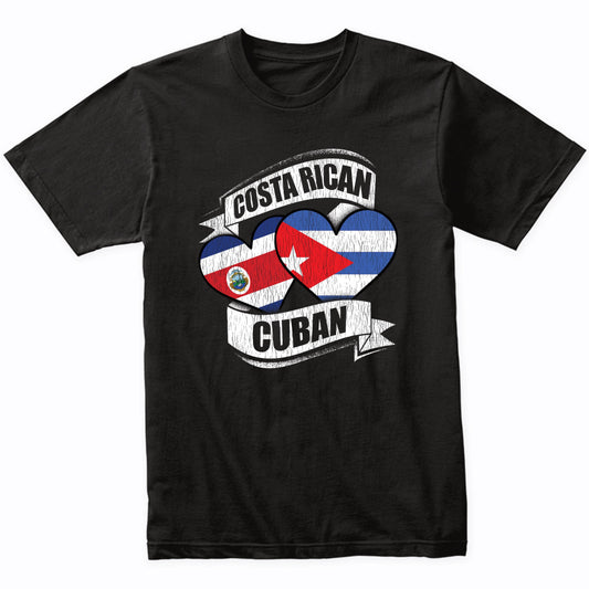 Costa Rican Cuban Hearts Costa Rica Cuba Flags T-Shirt