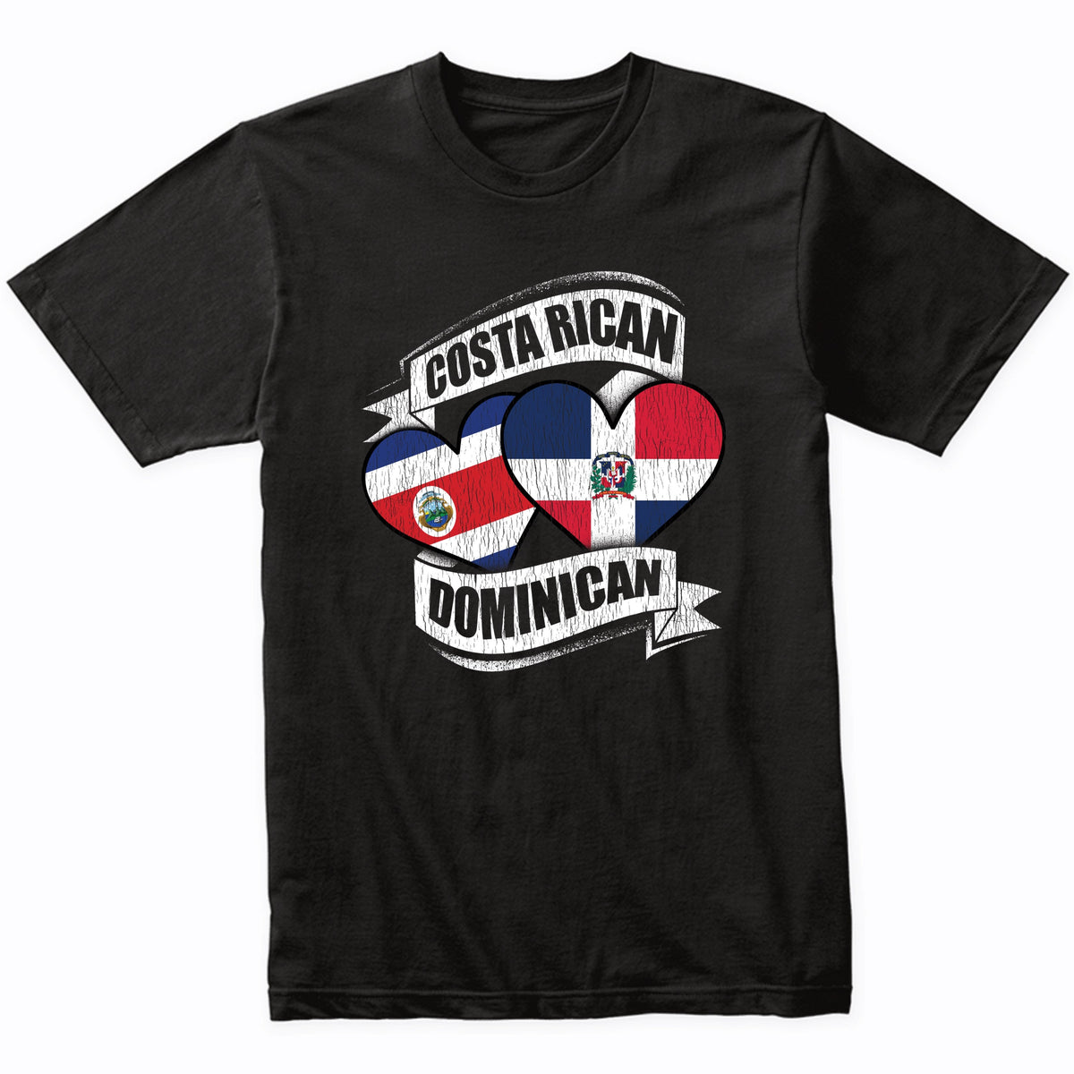 Costa Rican Dominican Hearts Costa Rica Dominican Flags T-Shirt
