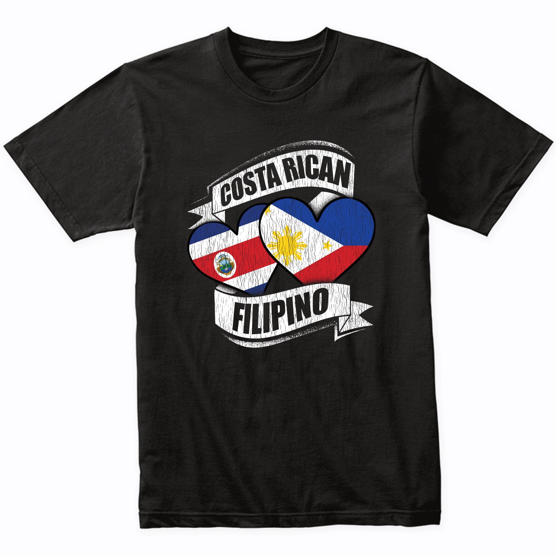 Costa Rican Filipino Hearts Costa Rica Philippines Flags T-Shirt