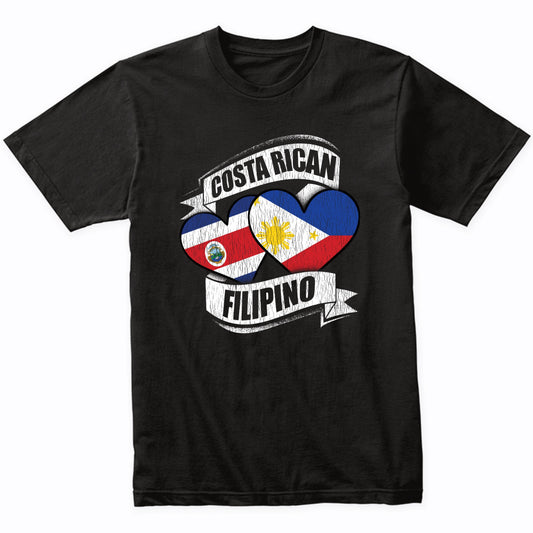 Costa Rican Filipino Hearts Costa Rica Philippines Flags T-Shirt