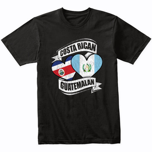 Costa Rican Guatemalan Hearts Costa Rica Guatemala Flags T-Shirt