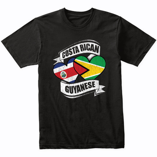Costa Rican Guyanese Hearts Costa Rica Guyana Flags T-Shirt
