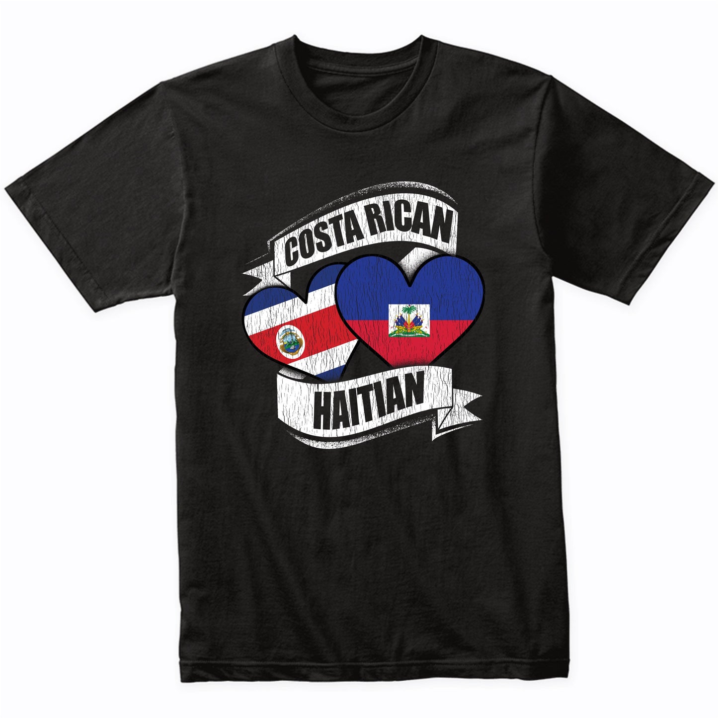 Costa Rican Haitian Hearts Costa Rica Haiti Flags T-Shirt