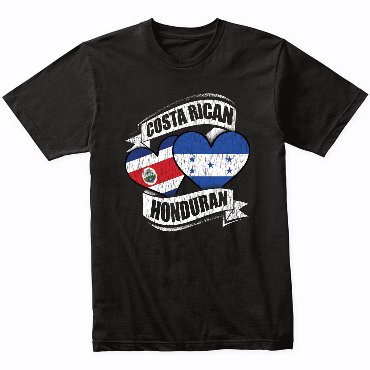 Costa Rican Honduran Hearts Costa Rica Honduras Flags T-Shirt