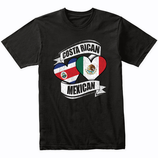 Costa Rican Mexican Hearts Costa Rica Mexico Flags T-Shirt