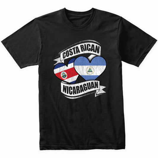 Costa Rican Nicaraguan Hearts Costa Rica Nicaragua Flags T-Shirt