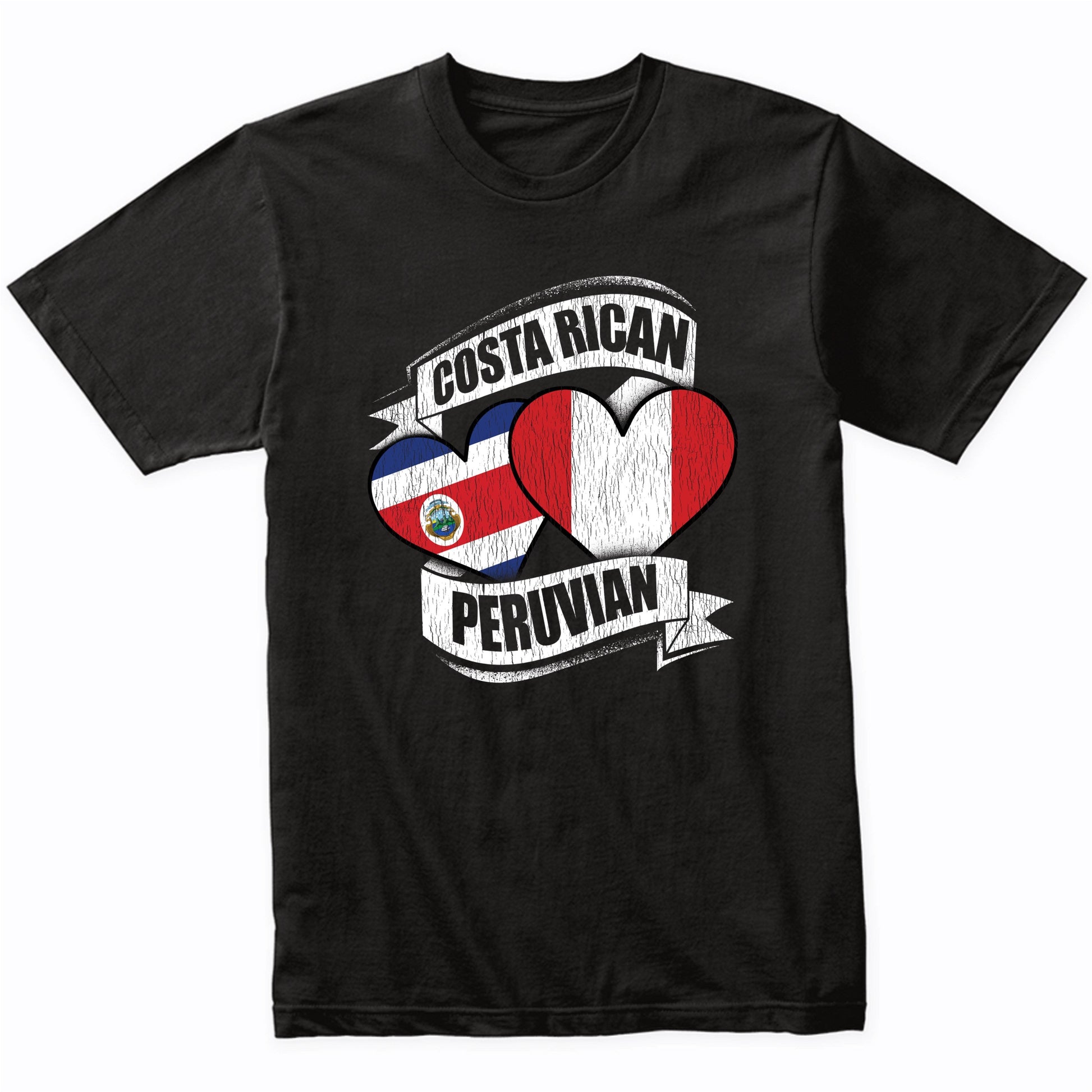Costa Rican Peruvian Hearts Costa Rica Peru Flags T-Shirt