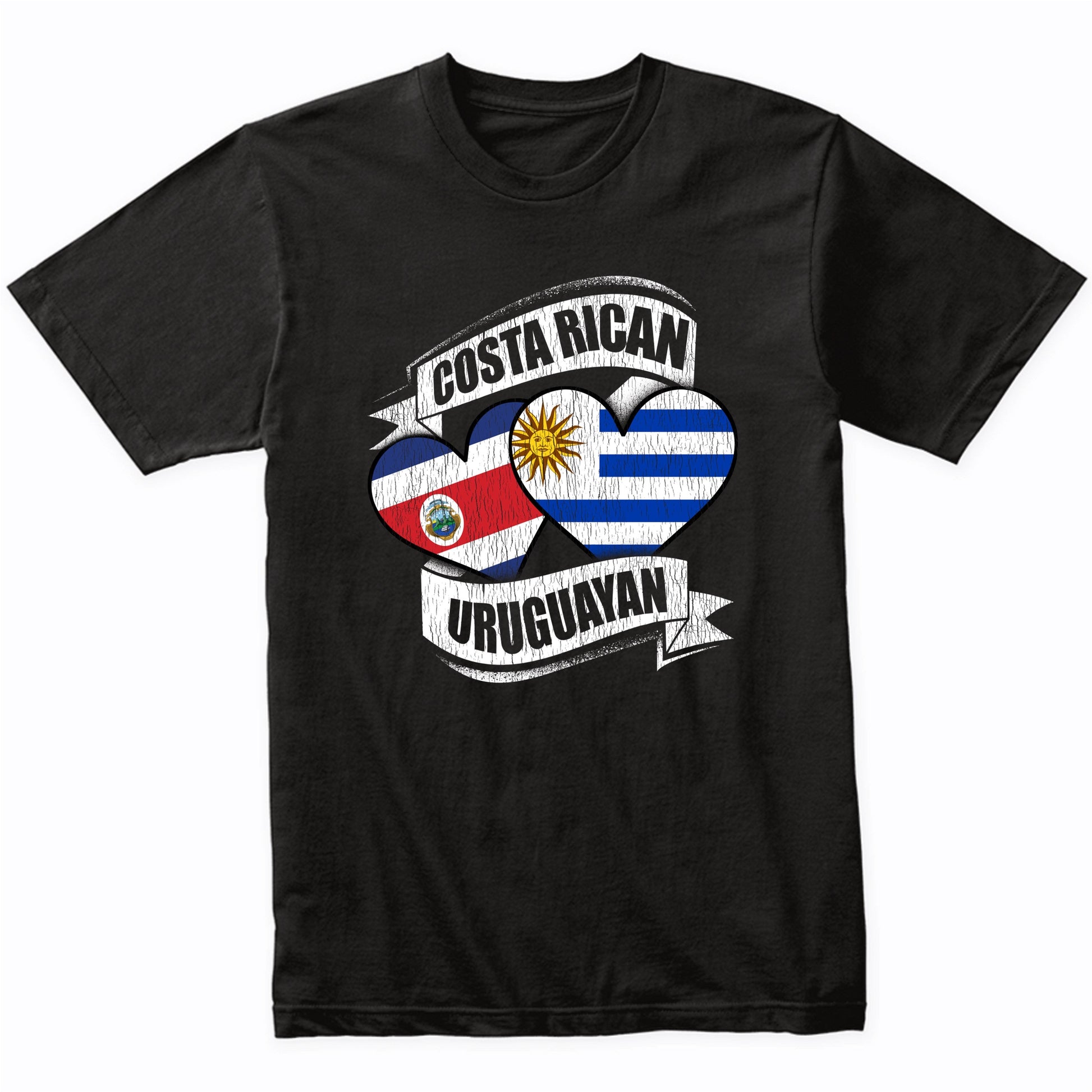 Costa Rican Uruguayan Hearts Costa Rica Uruguay Flags T-Shirt