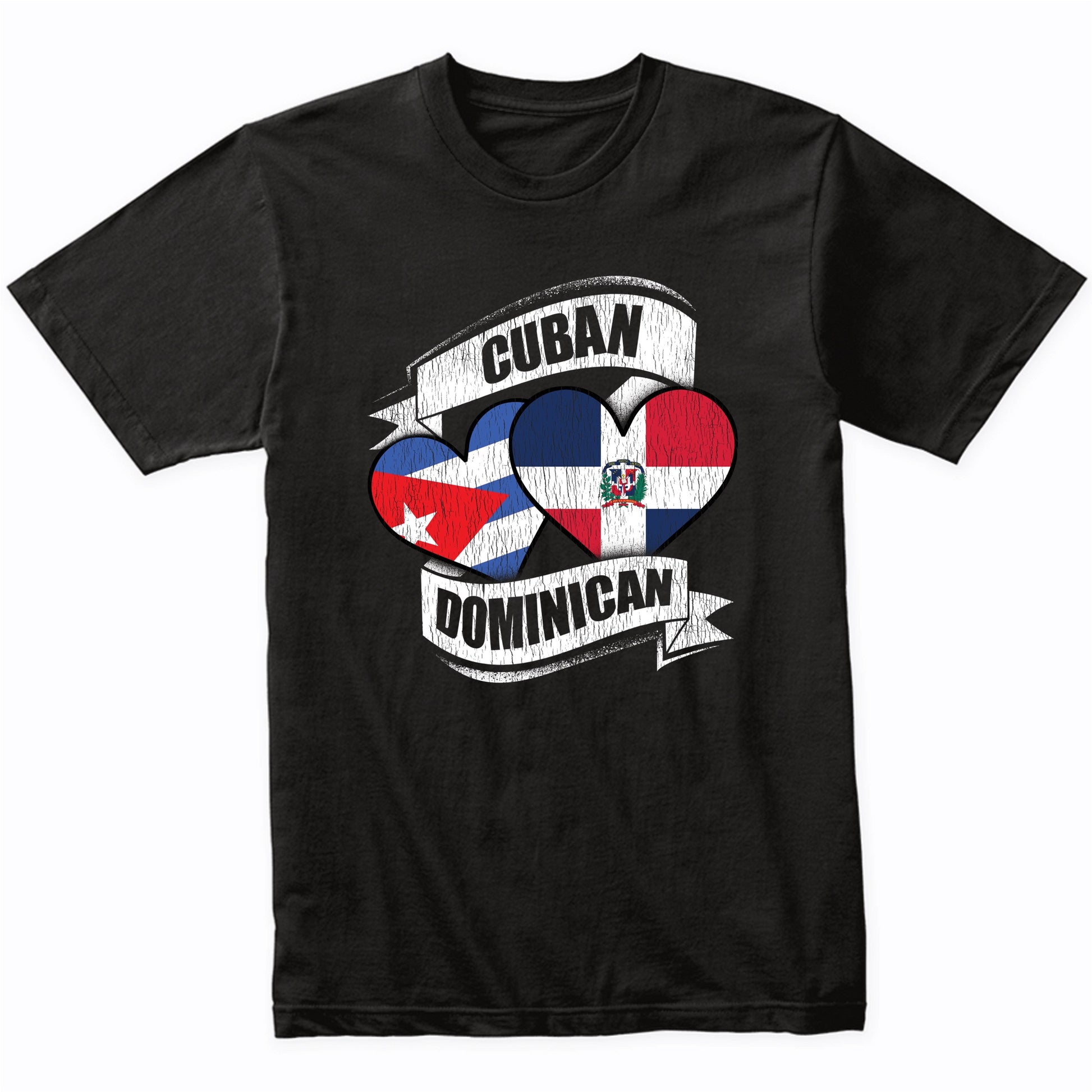 Cuban Dominican Hearts Cuba Dominican Republic Flags T-Shirt