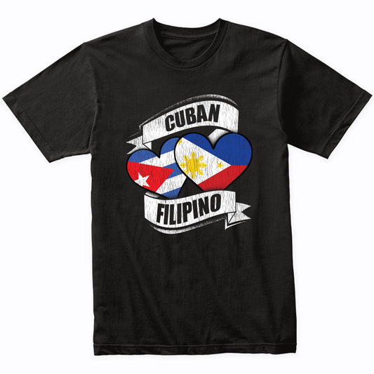 Cuban Filipino Hearts Cuba Philippines Flags T-Shirt