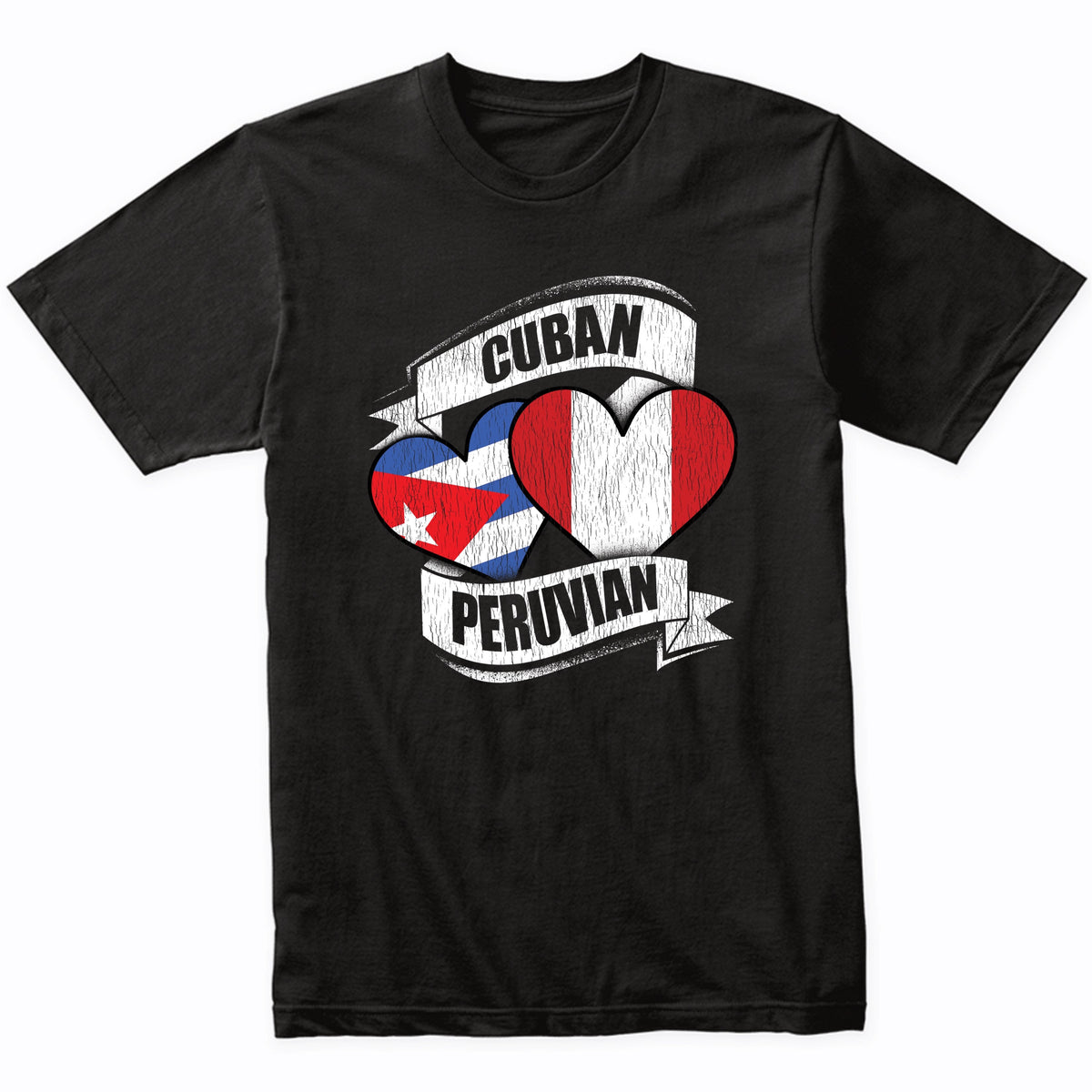 Cuban Peruvian Hearts Cuba Peru Flags T-Shirt