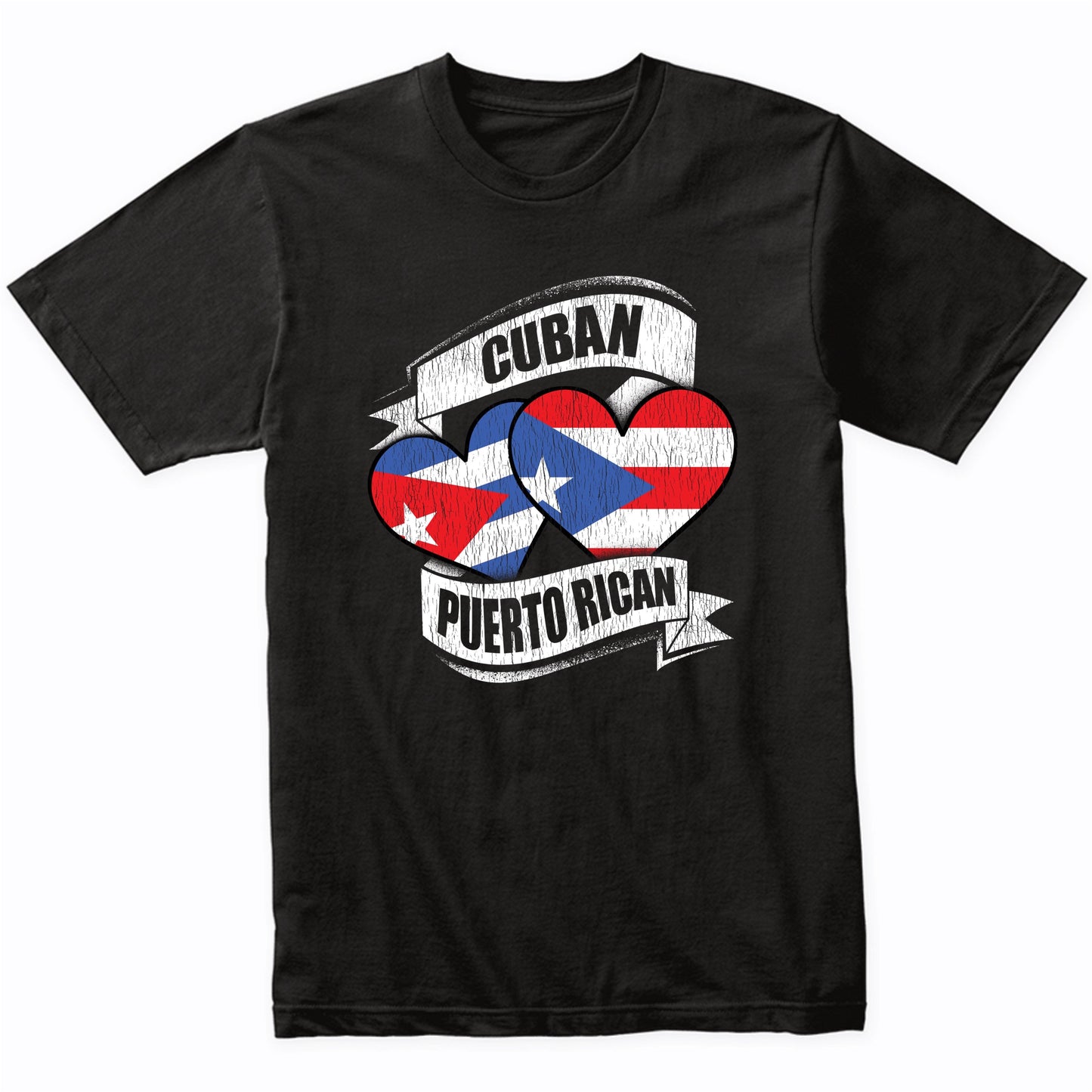 Cuban Puerto Rican Hearts Cuba Puerto Rico Flags T-Shirt