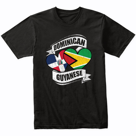 Dominican Guyanese Hearts Dominican Republic Guyana Flags T-Shirt