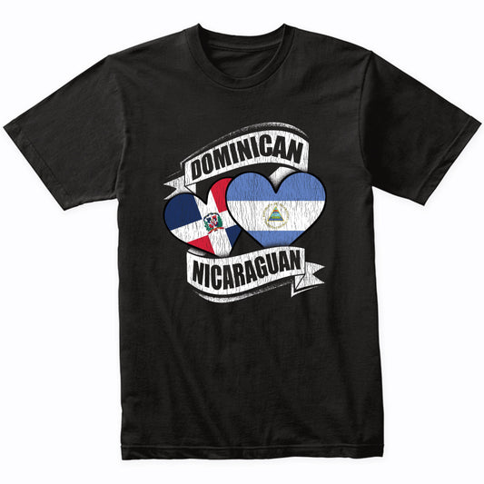 Dominican Nicaraguan Heart Dominican Republic Nicaragua Flag T-Shirt