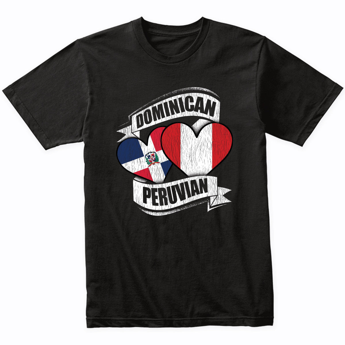 Dominican Peruvian Hearts Dominican Republic Peru Flags T-Shirt
