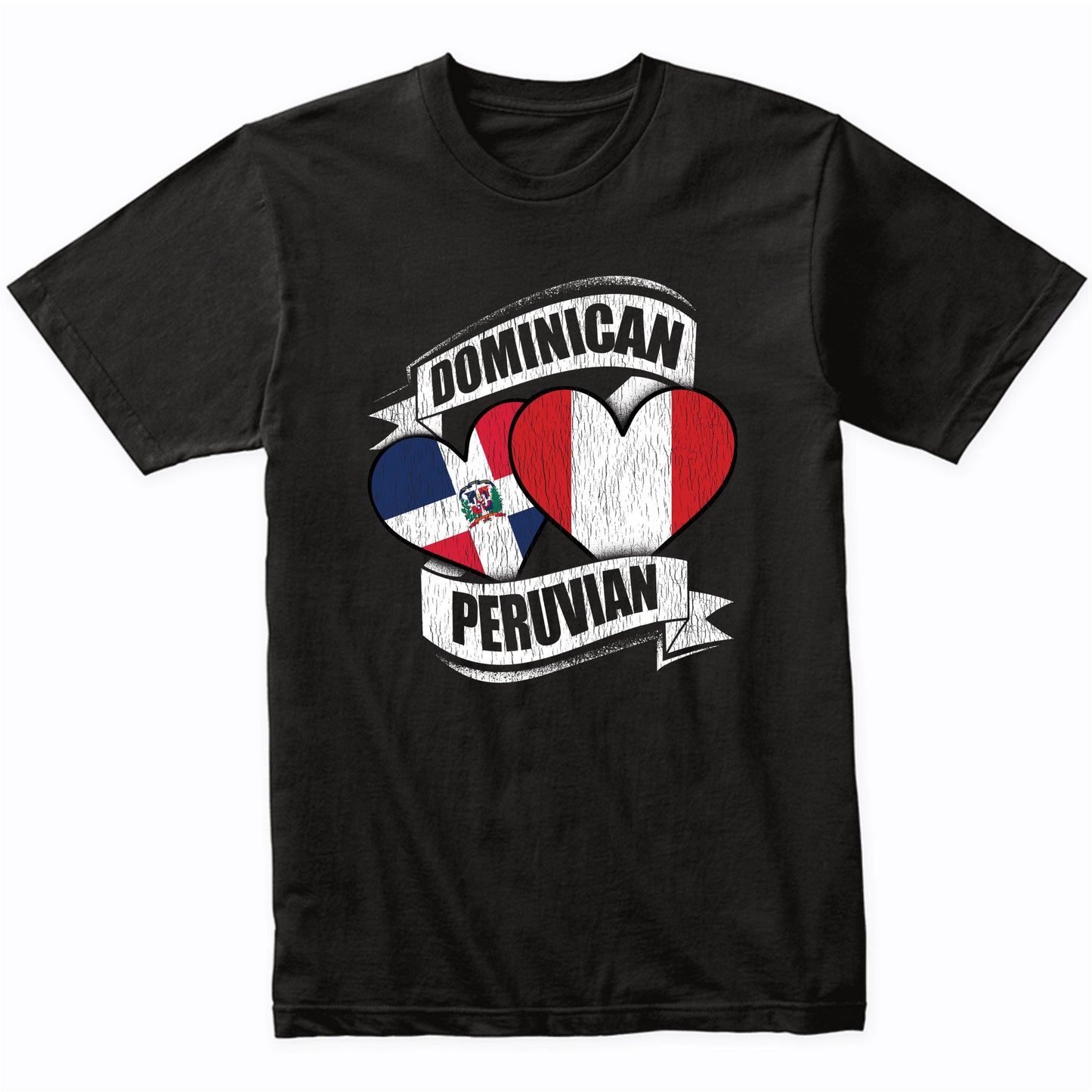 Dominican Peruvian Hearts Dominican Republic Peru Flags T-Shirt