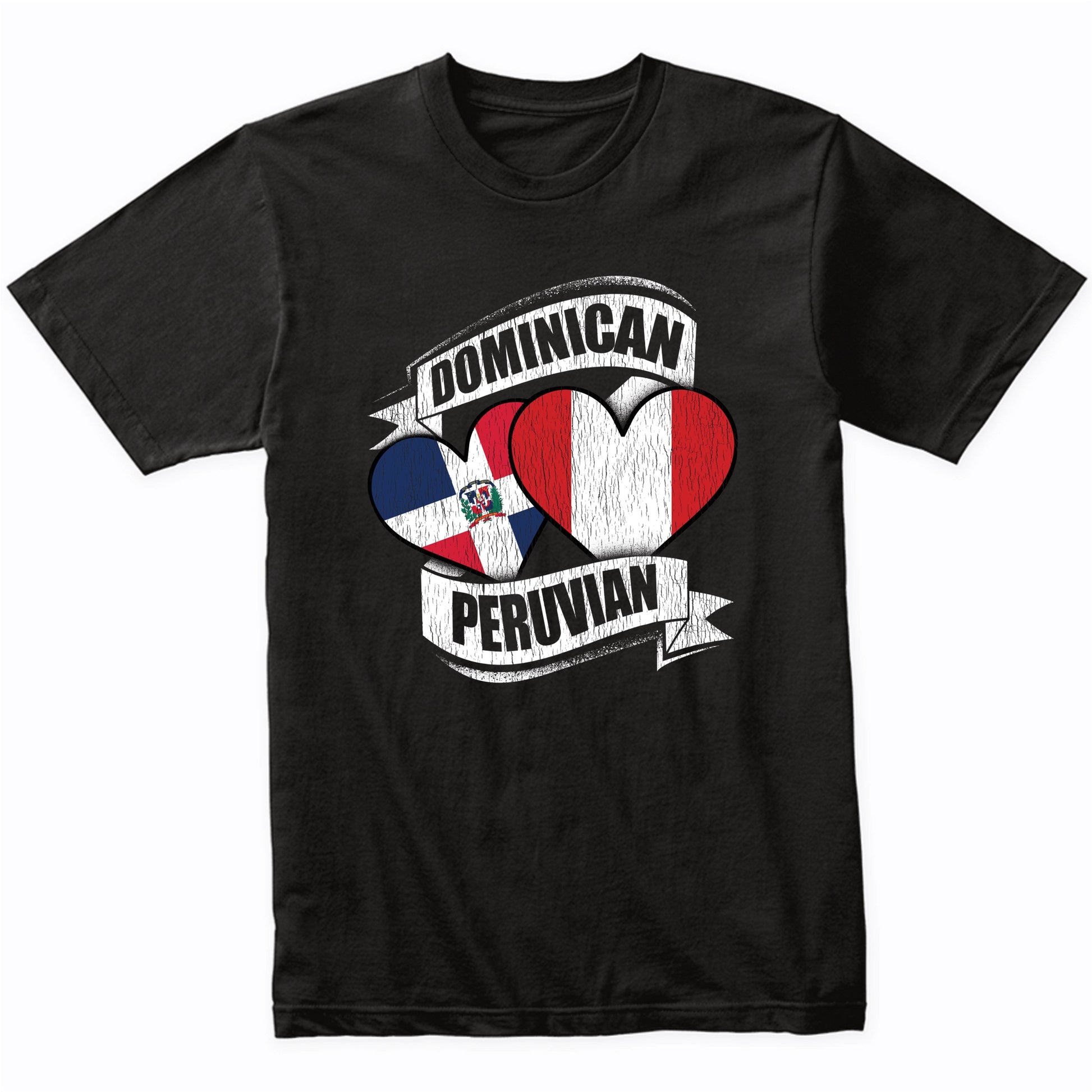 Dominican Peruvian Hearts Dominican Republic Peru Flags T-Shirt