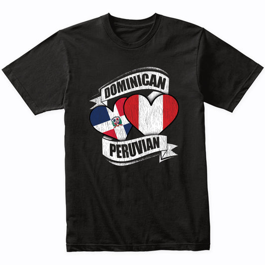 Dominican Peruvian Hearts Dominican Republic Peru Flags T-Shirt