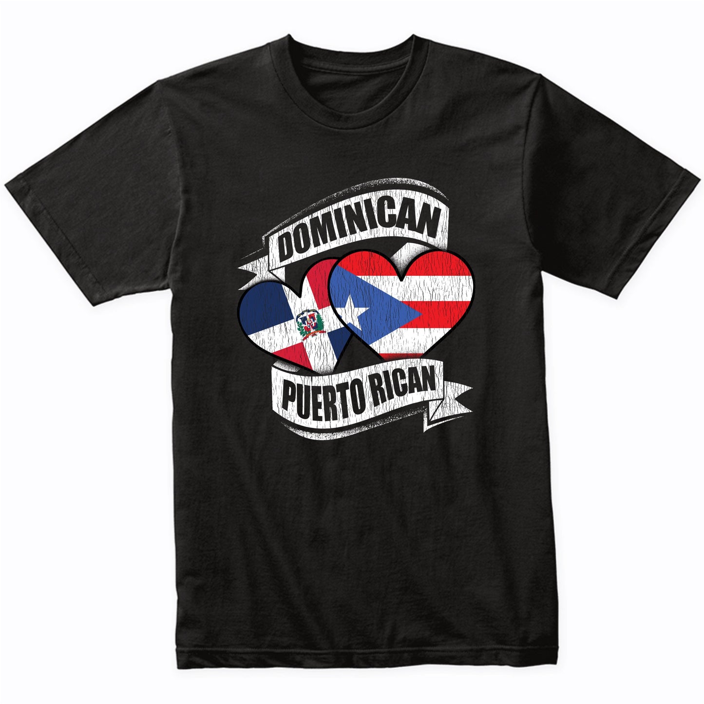Dominican Puerto Rican Hearts Dominican Puerto Rico Flags T-Shirt