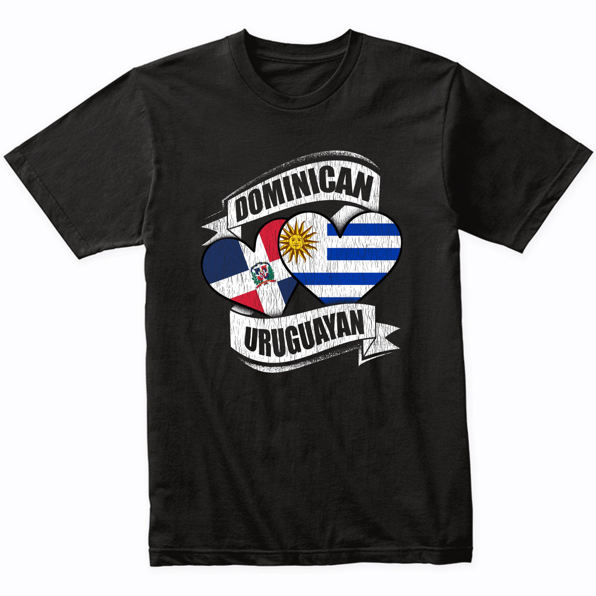 Dominican Uruguayan Hearts Dominican Republic Uruguay Flags T-Shirt