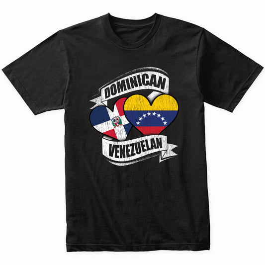 Dominican Venezuelan Heart Dominican Republic Venezuela Flag T-Shirt