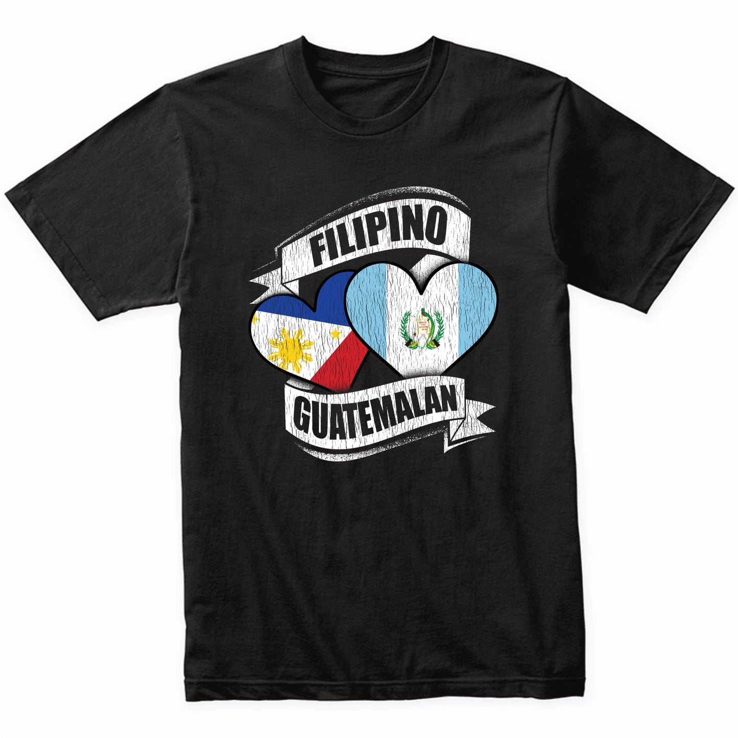 Filipino Guatemalan Hearts Philippines Guatemala Flags T-Shirt