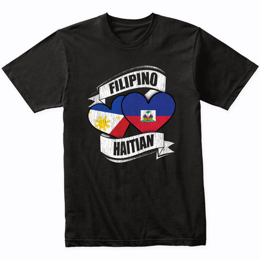 Filipino Haitian Hearts Philippines Haiti Flags T-Shirt