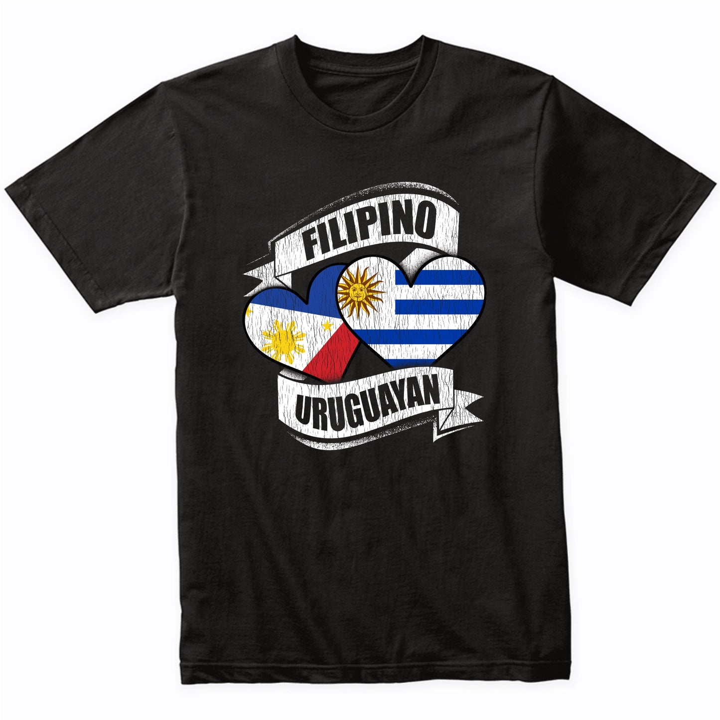 Filipino Uruguayan Hearts Philippines Uruguay Flags T-Shirt